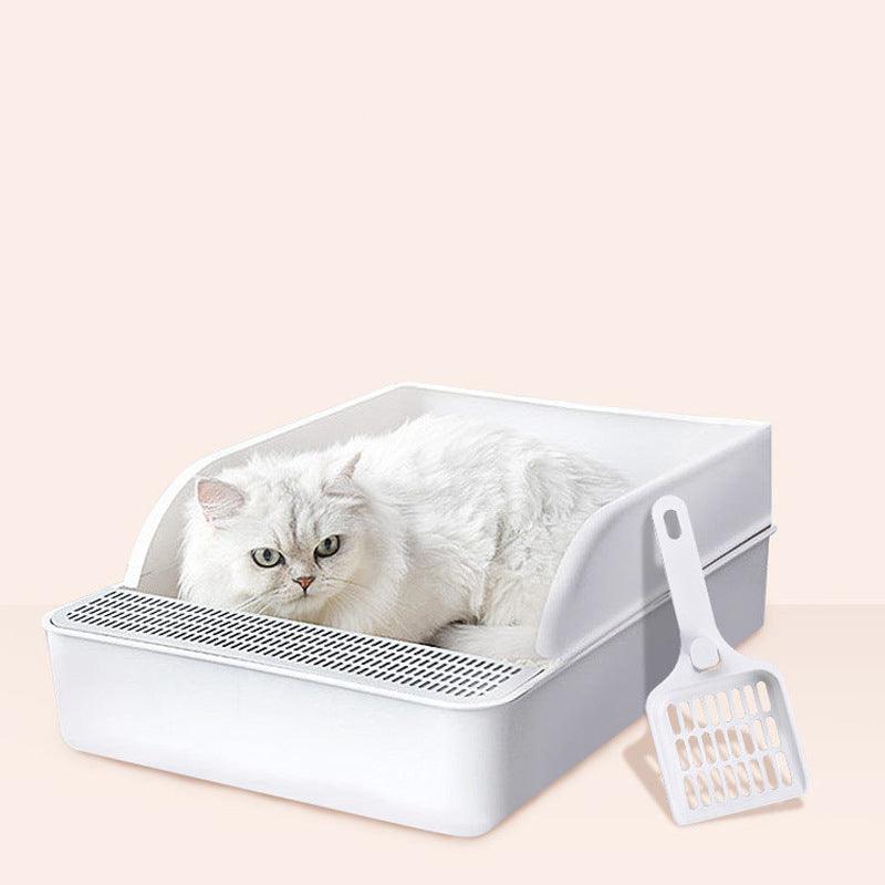 Sleek and Stylish Large Semi-Enclosed Plastic Cat Litter Box – Durable, Easy Clean & Modern Design | The PetRiot