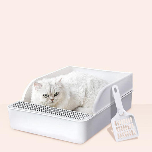 Sleek and Stylish Large Semi-Enclosed Plastic Cat Litter Box – Durable, Easy Clean & Modern Design | The PetRiot