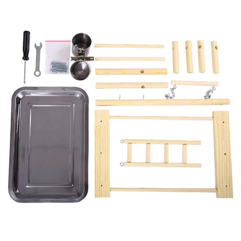 Wooden Avian Oasis: Small Cockatiel Floor Parrot Standing Stand