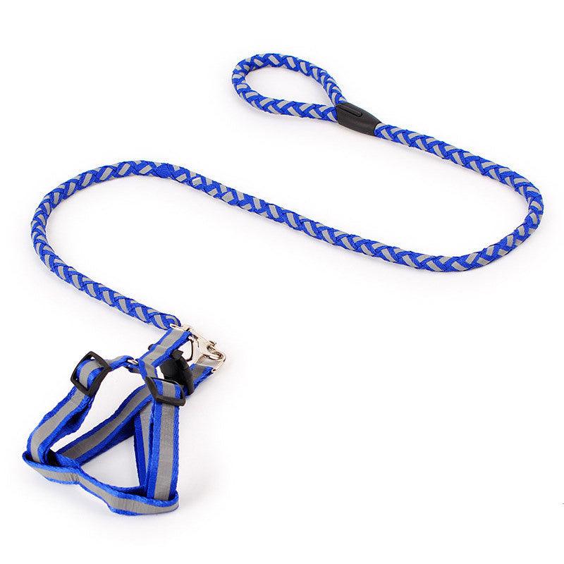 Night Glow Braided Traction Leash With Reflective Chest Strap