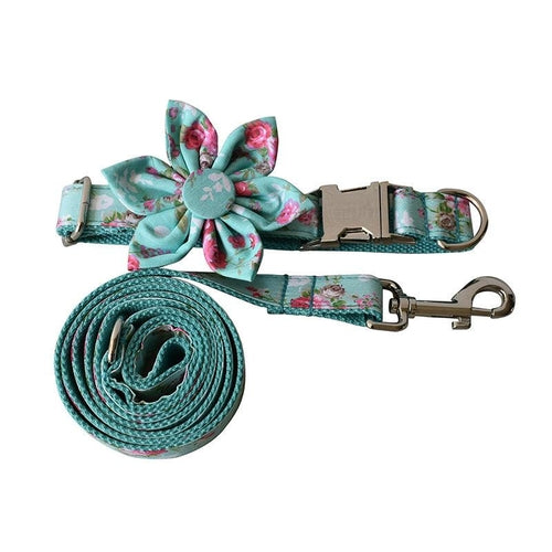 Rose Garden Dog Collar And Leash Set