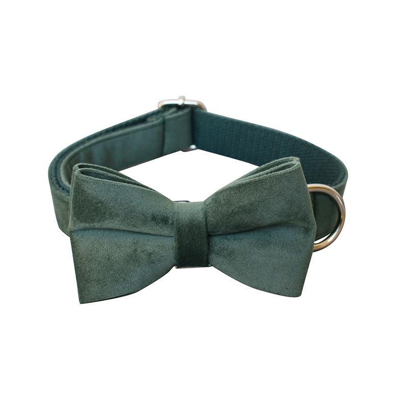 Luxurious Emerald Velvet Dog Collar And Leash Set