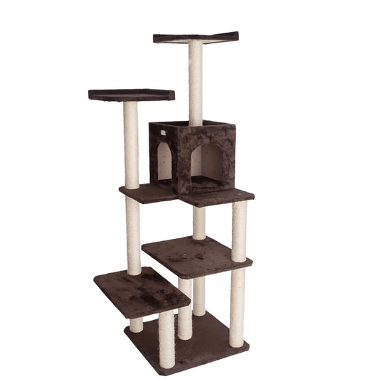 GleePet 66-Inch Elegant Real Wood Cat Tree with Multi-Level Perches