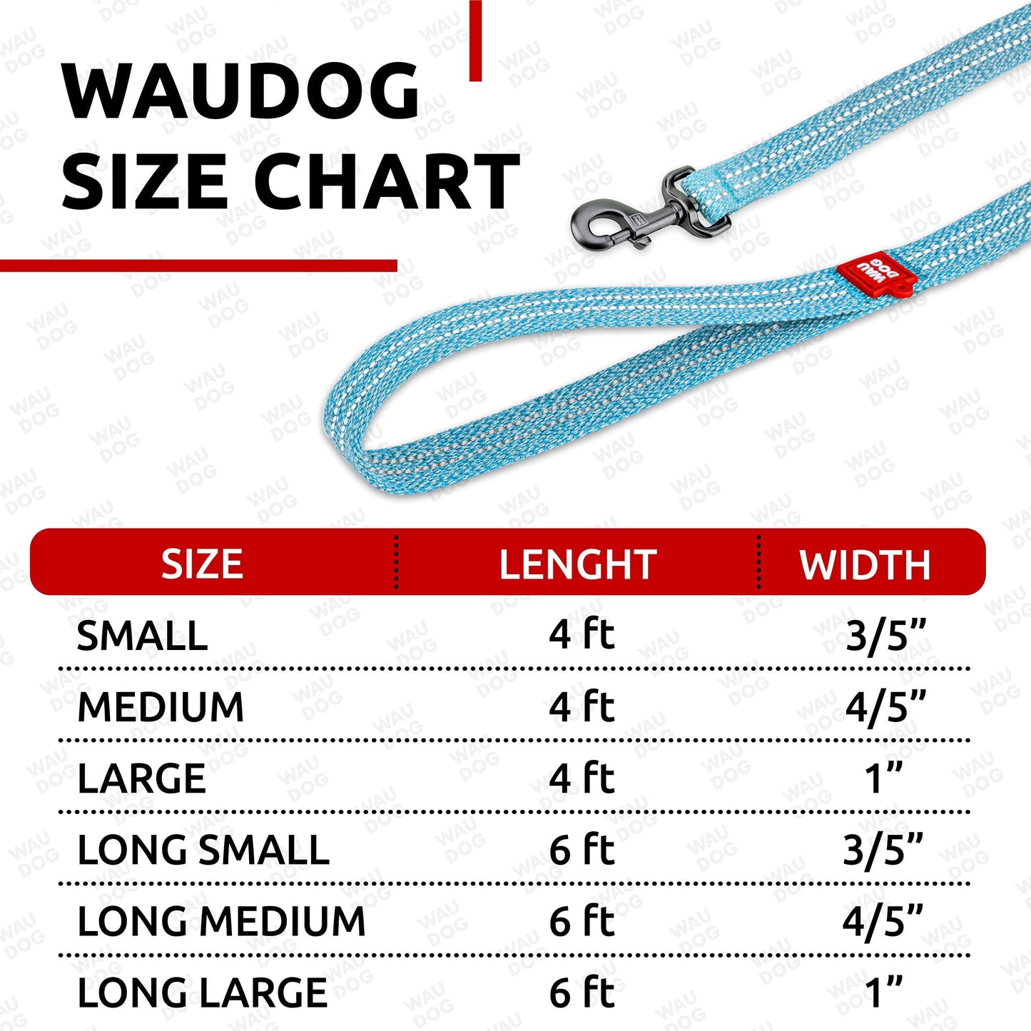 WAUDOG Recycled Cotton Dog Leash 6-10 Ft Eco Friendly