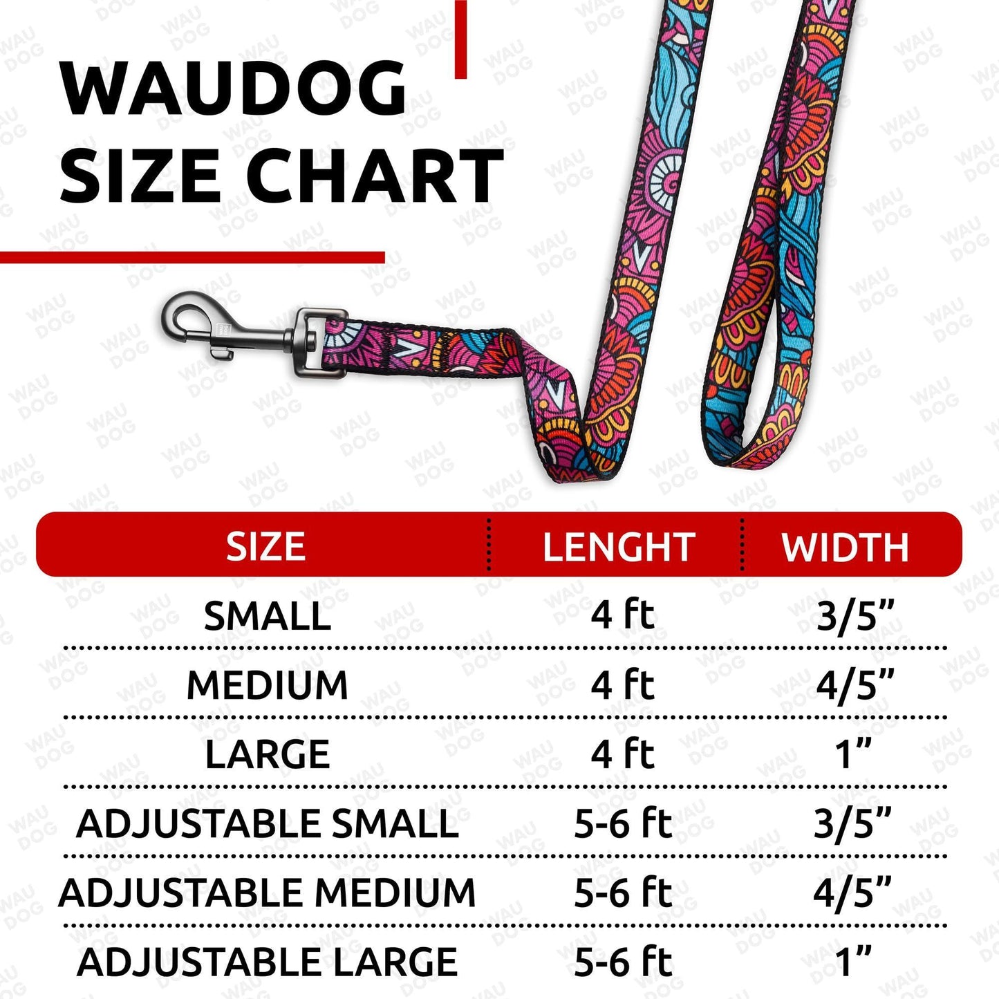 WAUDOG Nylon Dog Leash 4ft