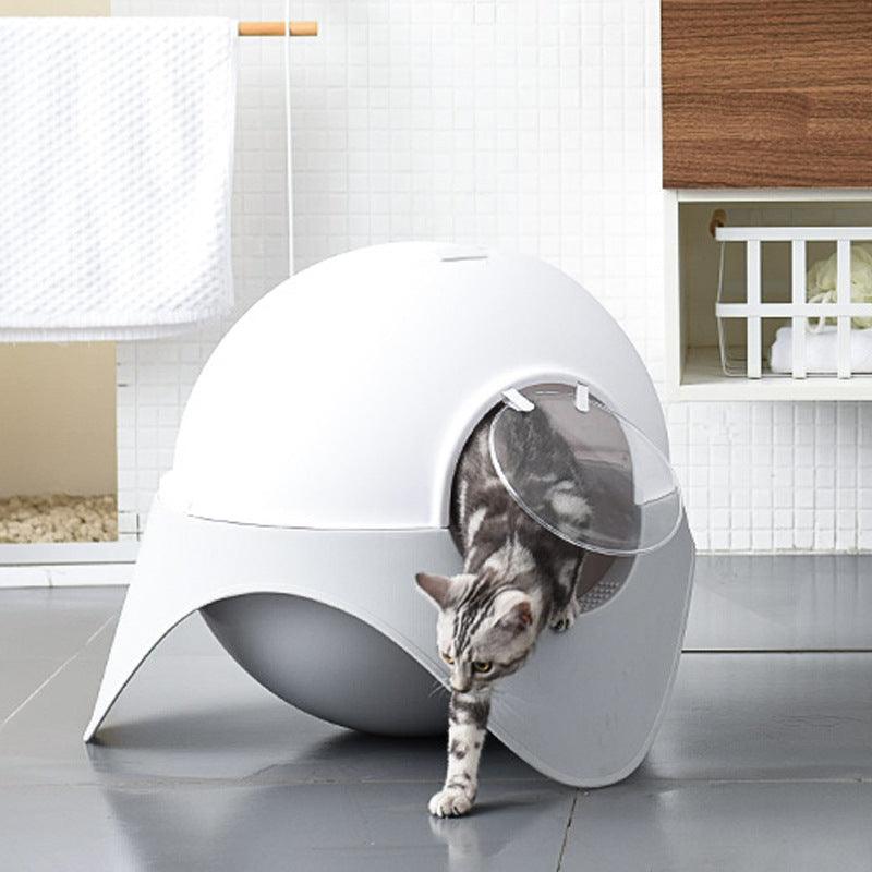 Snowy Space Pod Cat Litter Box – Enclosed, Easy Clean & Odor Control | The PetRiot