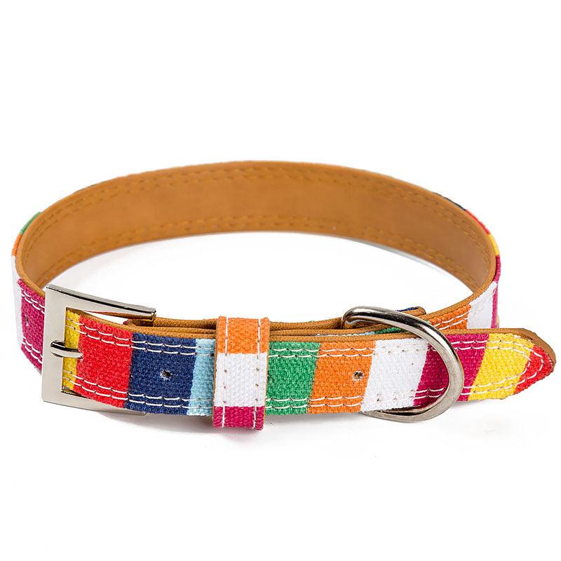 Colorful Rainbow Pu Leather Dog Collar