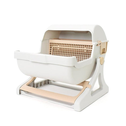 Sleek Kitty Corner Cat Litter Box With Tipping Bucket – Hygienic, Stylish & Easy Clean | The PetRiot