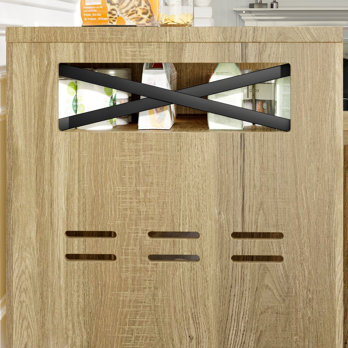 Modern double cat litter box enclosure furniture with divider – The PetRiot