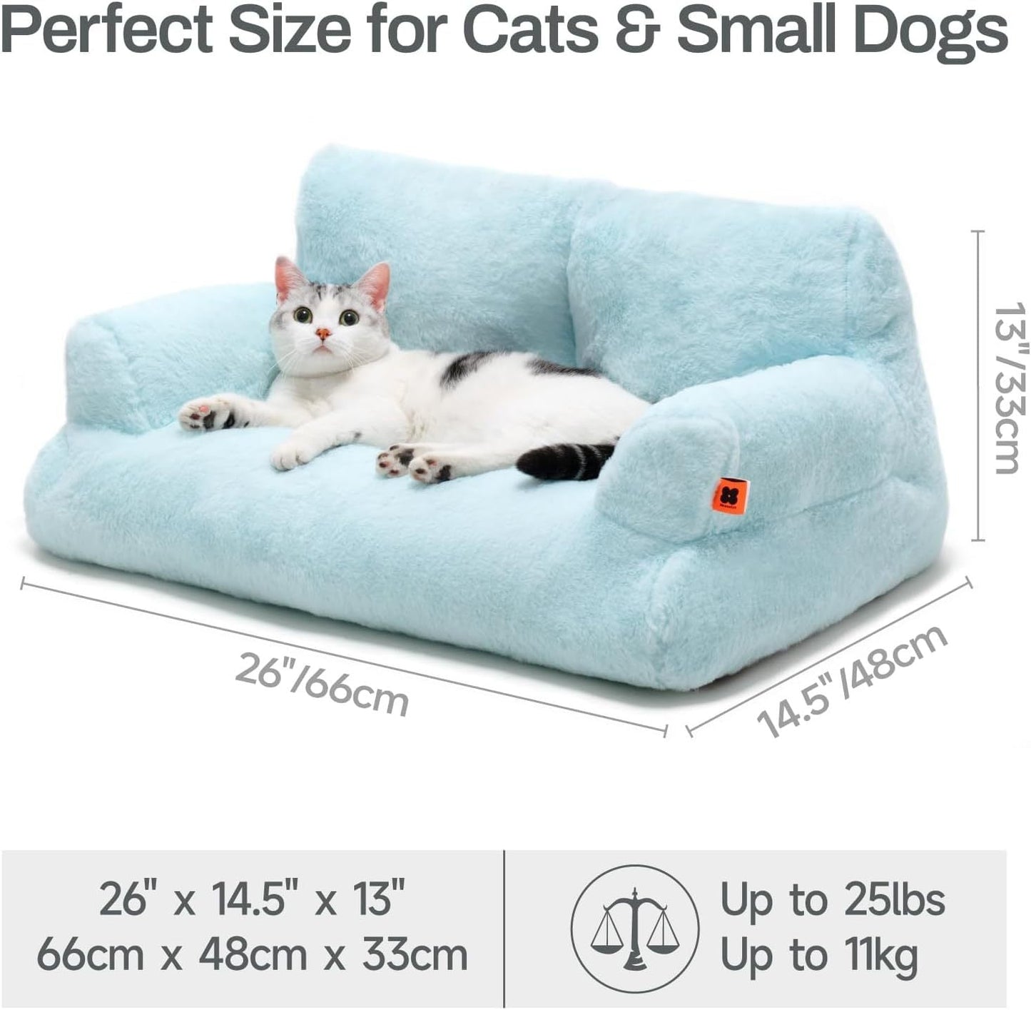 MEWOOFUN Plush Cat Bed For Indoor Cats - Washable 26x19x13