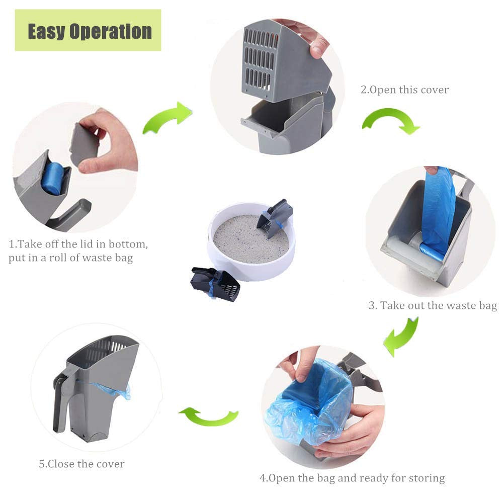Easy Litter Scoop for Cats – Built-In Waste Bin, Durable & Hygienic Cleaning Tool from The PetRiot