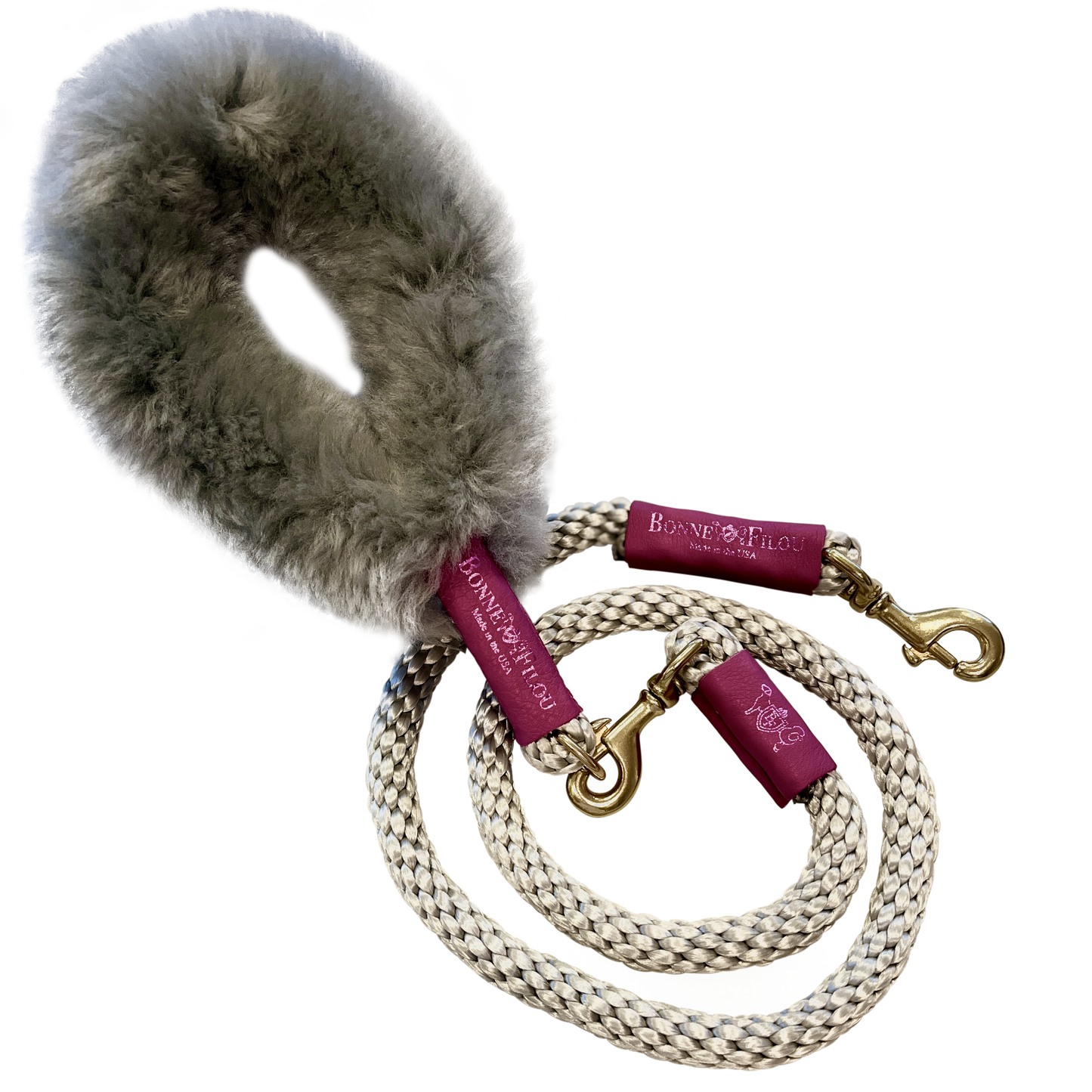 Bonne et Filou: Bundle Shearling Fur Grip + Rope Leash for Dogs