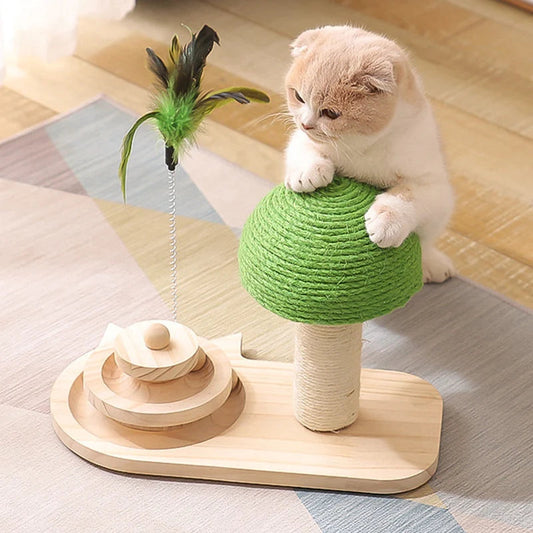 Pet Tree Scratching Post with Feather Toy – Durable Sisal Cat Scratcher | The PetRiot