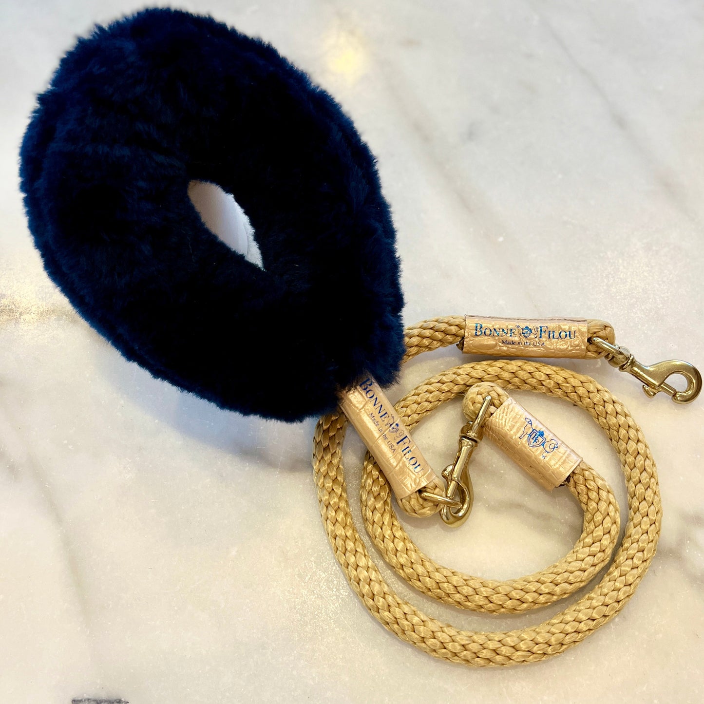 Bonne et Filou: Bundle Shearling Fur Grip + Rope Leash for Dogs