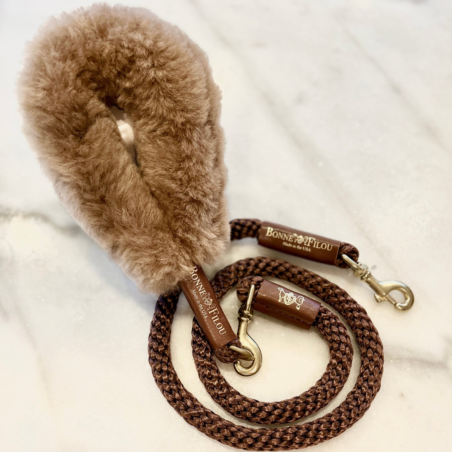 Bonne et Filou: Bundle Shearling Fur Grip + Rope Leash for Dogs
