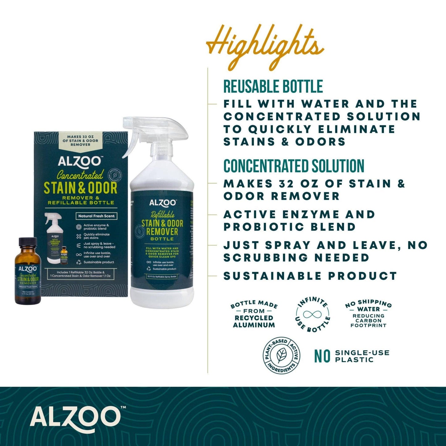 ALZOO Advanced Stain & Odor Eliminating Shampoo Powder Kit