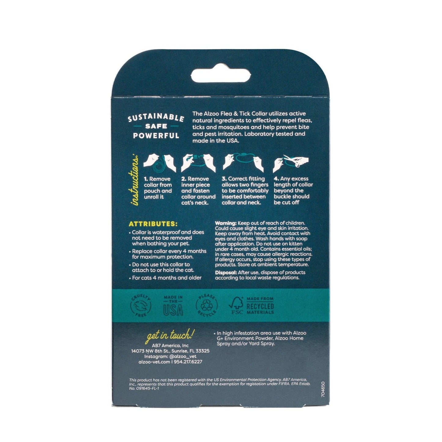 ALZOO Natural Flea & Tick Collar for Cats
