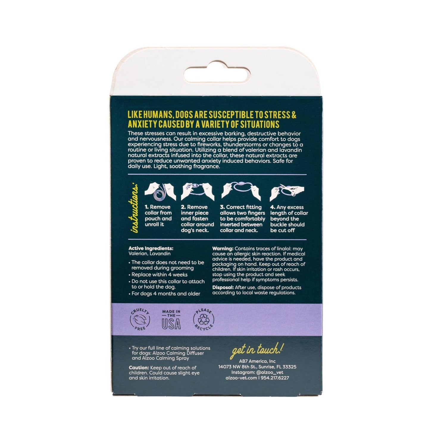 ALZOO Plant-Based Calming Collar for Dogs - Gentle Stress Relief