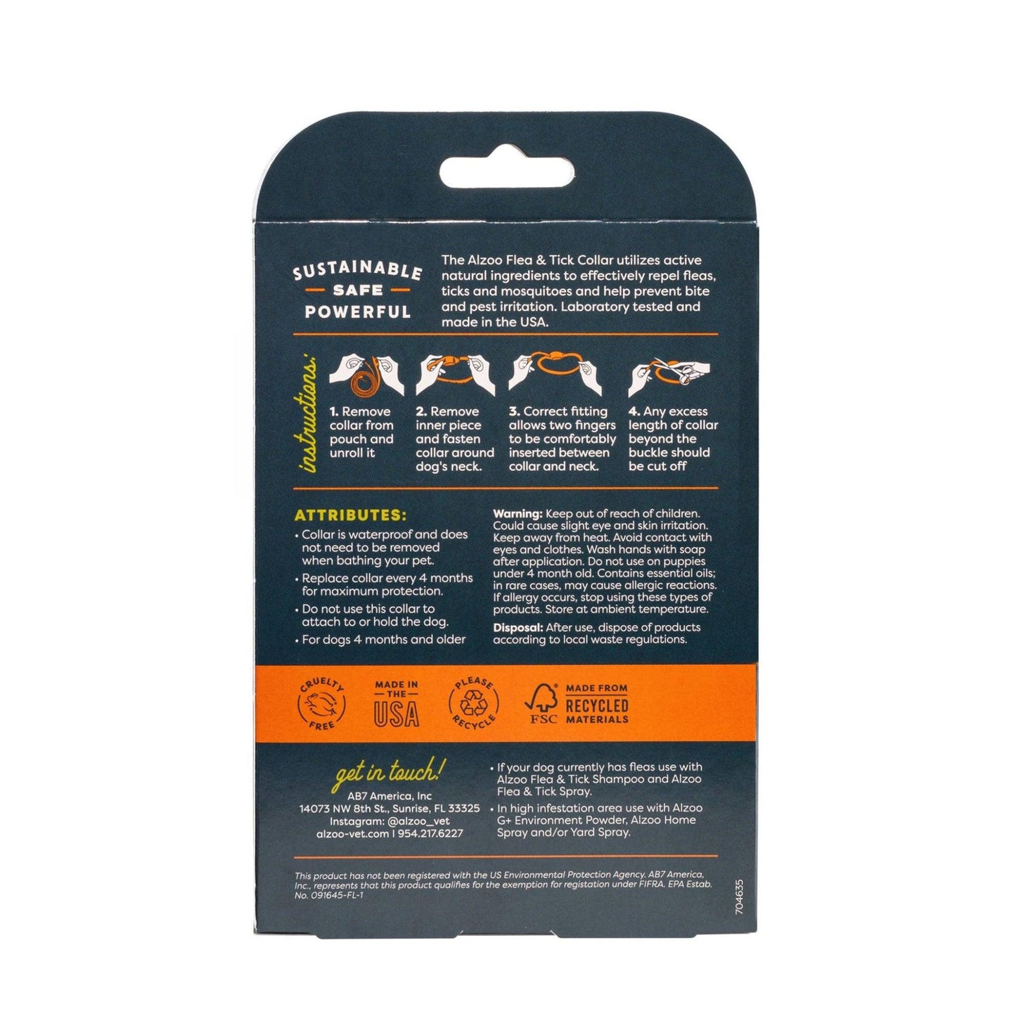 ALZOO Plant-Based Flea & Tick Collar for Medium Dogs