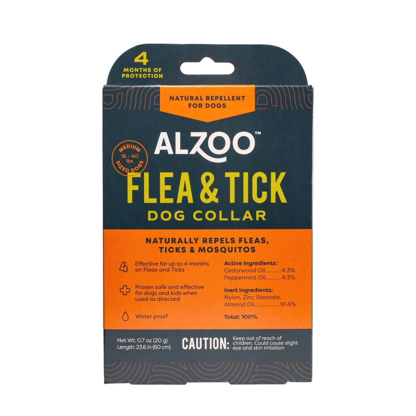 ALZOO Plant-Based Flea & Tick Collar for Medium Dogs