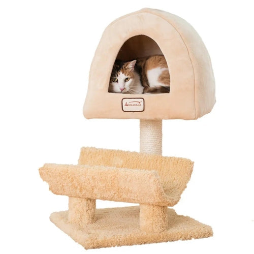 Armarkat X3007 Premium Cat Condo – 3-Tier Scratching Post with Faux Fleece Comfort