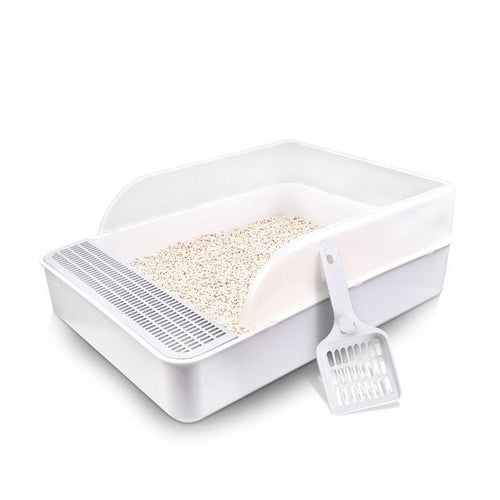 Sleek and Stylish Large Semi-Enclosed Plastic Cat Litter Box – Durable, Easy Clean & Modern Design | The PetRiot
