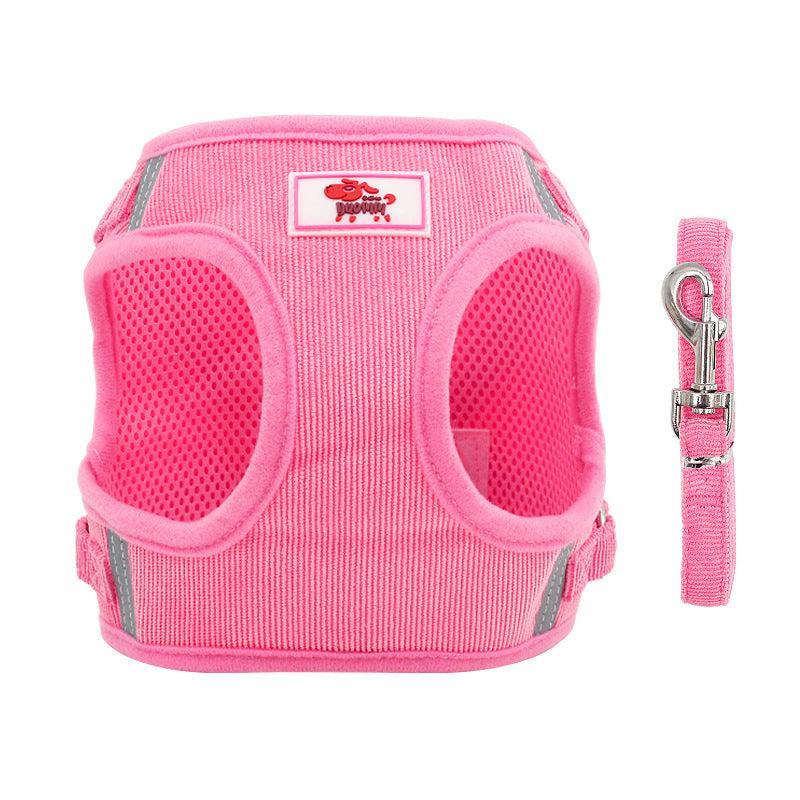 Breathable Vest-Style Puppy Chest Harness With Traction Rope