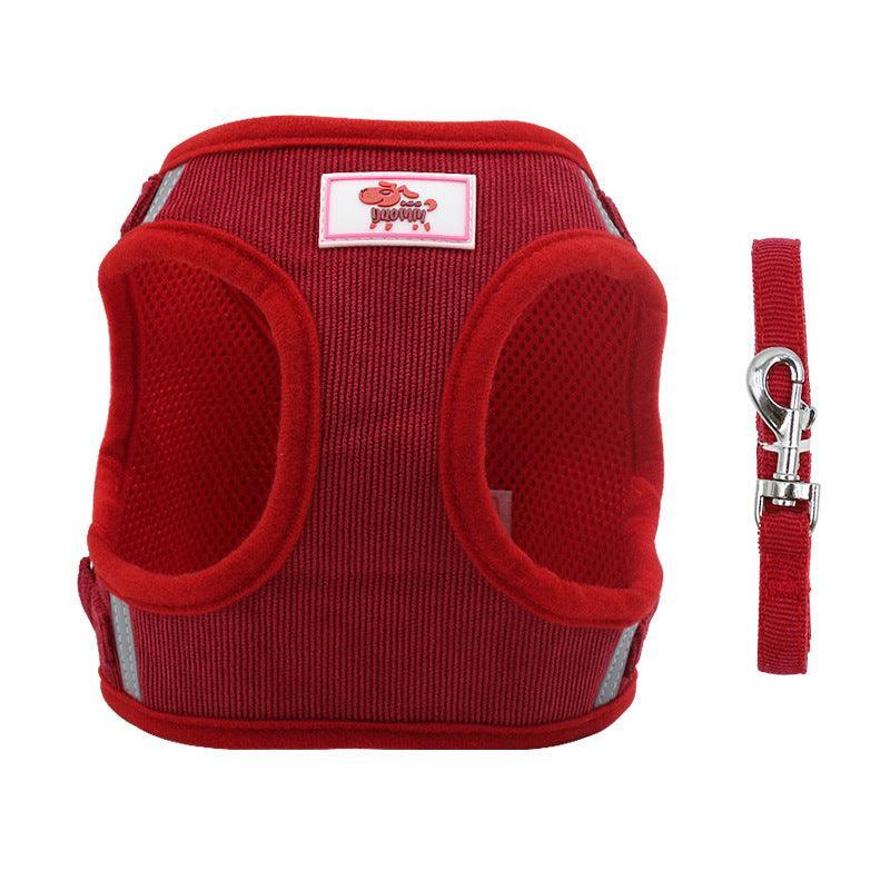 Breathable Vest-Style Puppy Chest Harness With Traction Rope