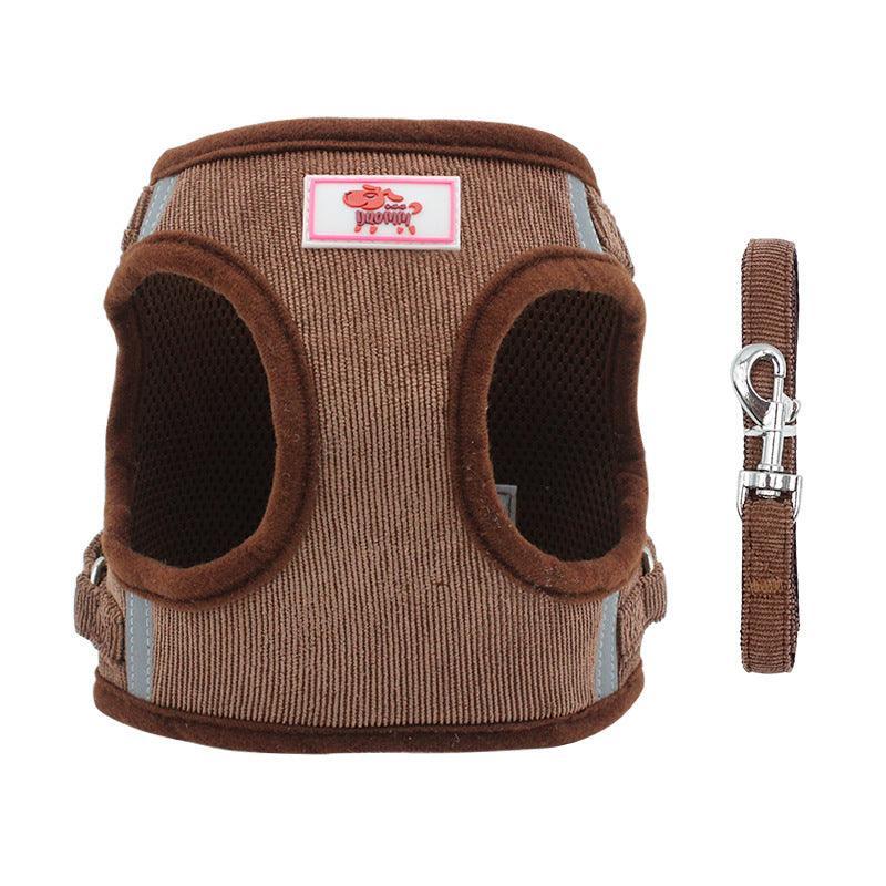 Breathable Vest-Style Puppy Chest Harness With Traction Rope