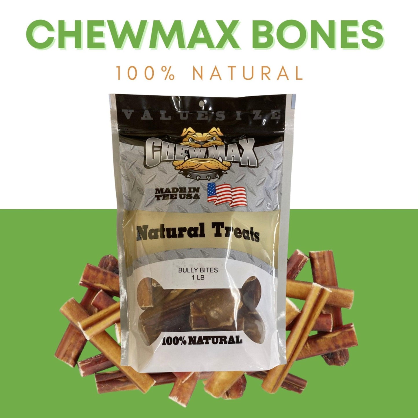 Bully Bites Natural Beef Bone Chews 1 LB