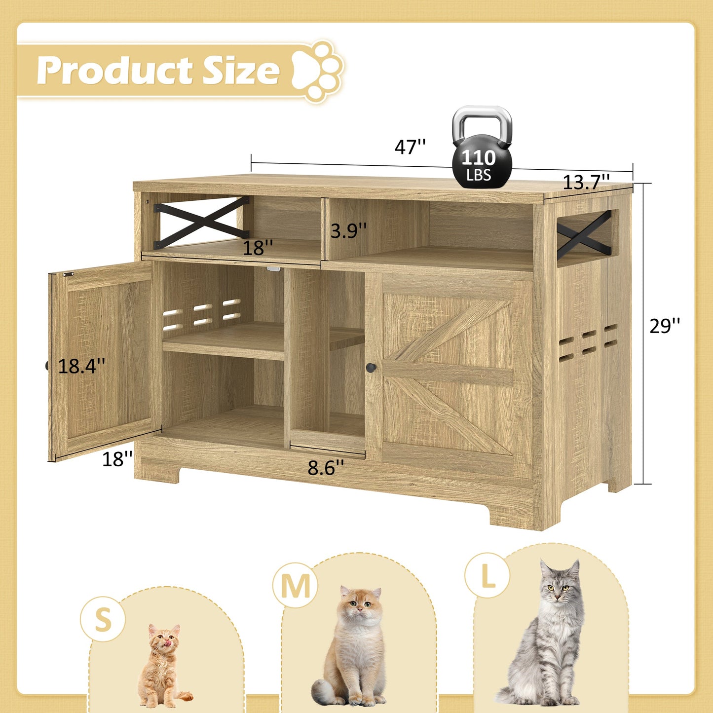 Modern double cat litter box enclosure furniture with divider – The PetRiot