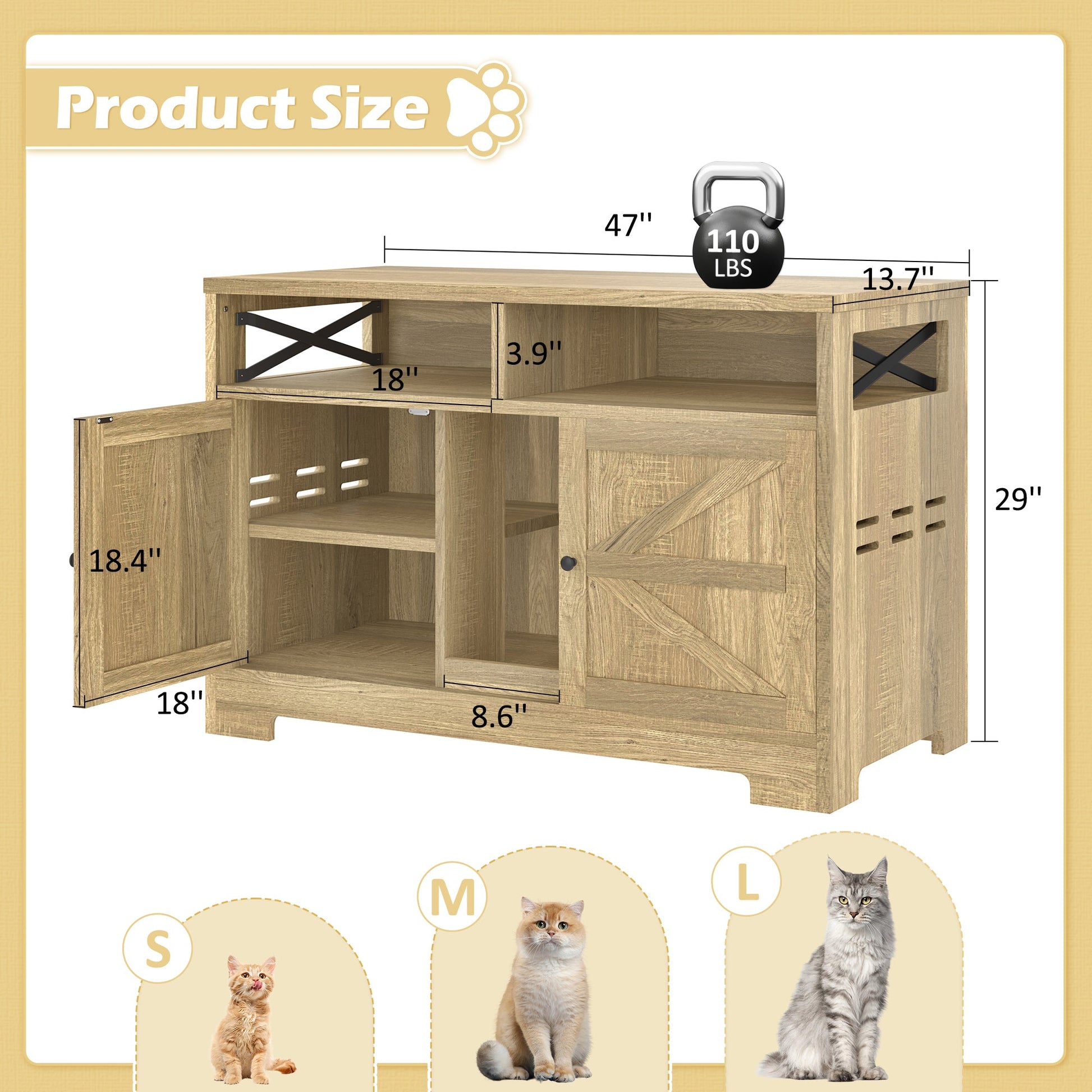 Modern double cat litter box enclosure furniture with divider – The PetRiot