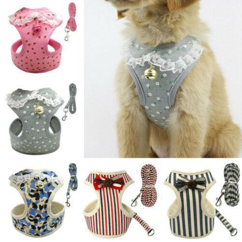 Comfortable Bow Tie Striped Dog Leash With Bells