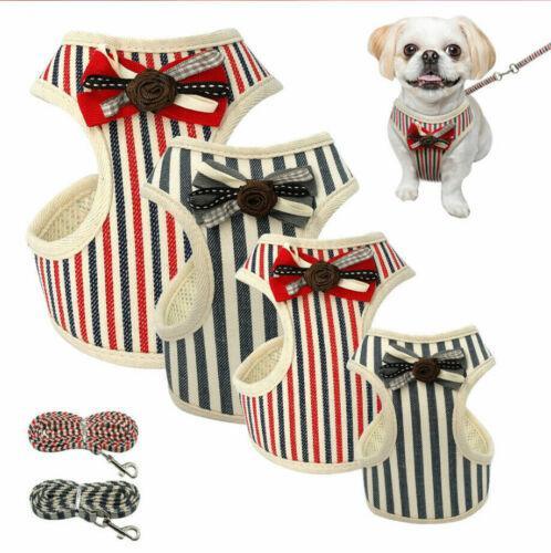 Comfortable Bow Tie Striped Dog Leash With Bells