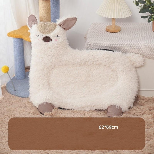 The PetRiot Cozy Alpaca Retreat – Alpaca-Inspired Winter Bed with Cushion for Cats & Dogs