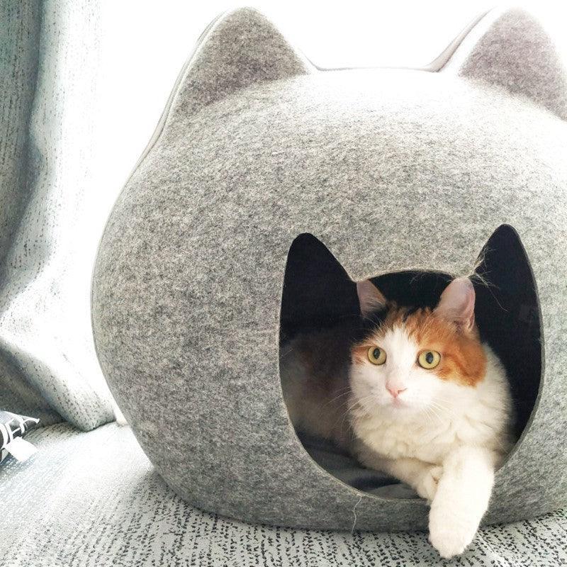 Cozy Haven Cat House & Litter Combo – Felt Cat Bed with Built-in Litter Box | The PetRiot