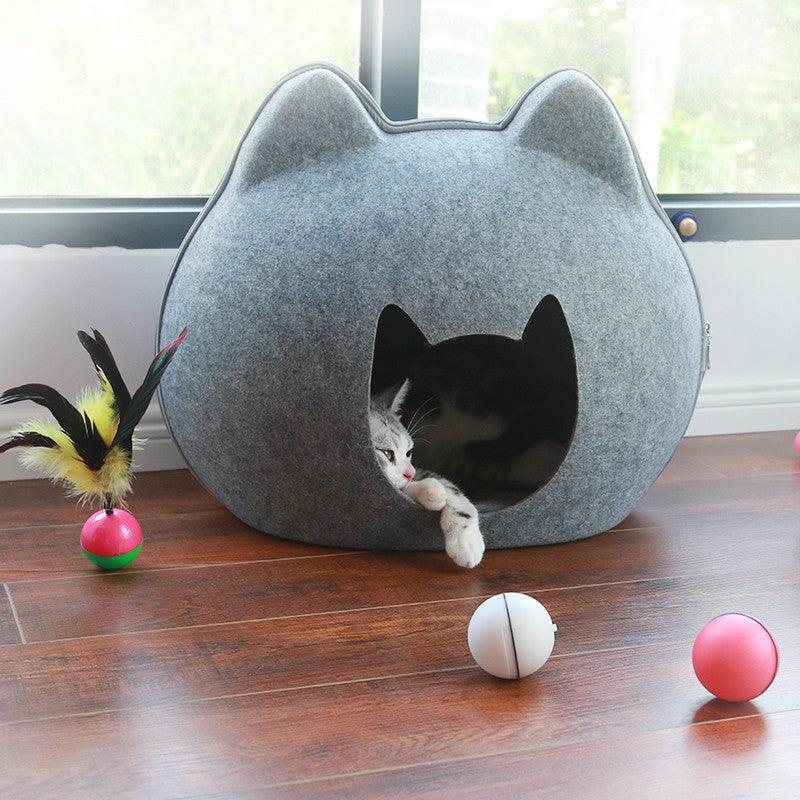 Cozy Haven Cat House & Litter Combo – Felt Cat Bed with Built-in Litter Box | The PetRiot