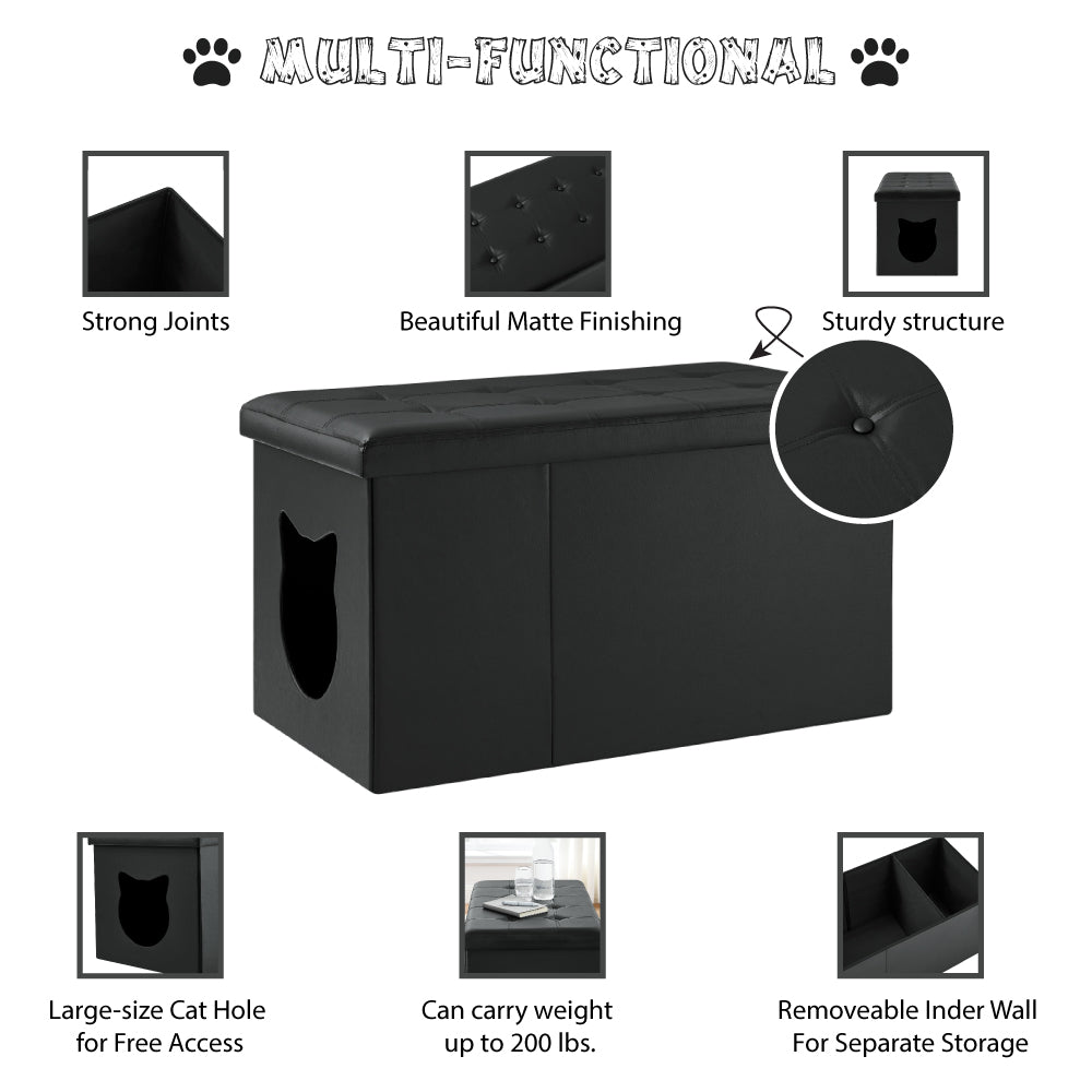 Designer Cat Litter Box Enclosure Ottoman – Hidden Washroom Bench from The PetRiot