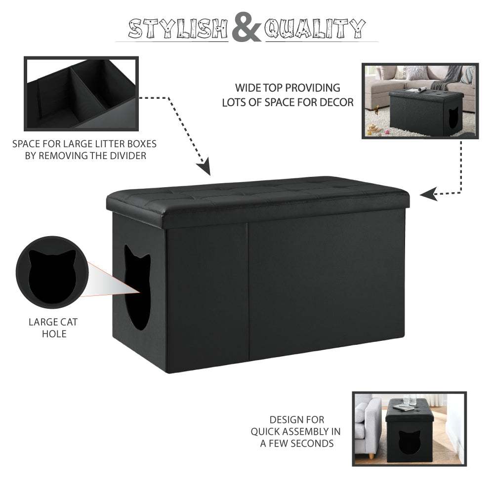 Designer Cat Litter Box Enclosure Ottoman – Hidden Washroom Bench from The PetRiot