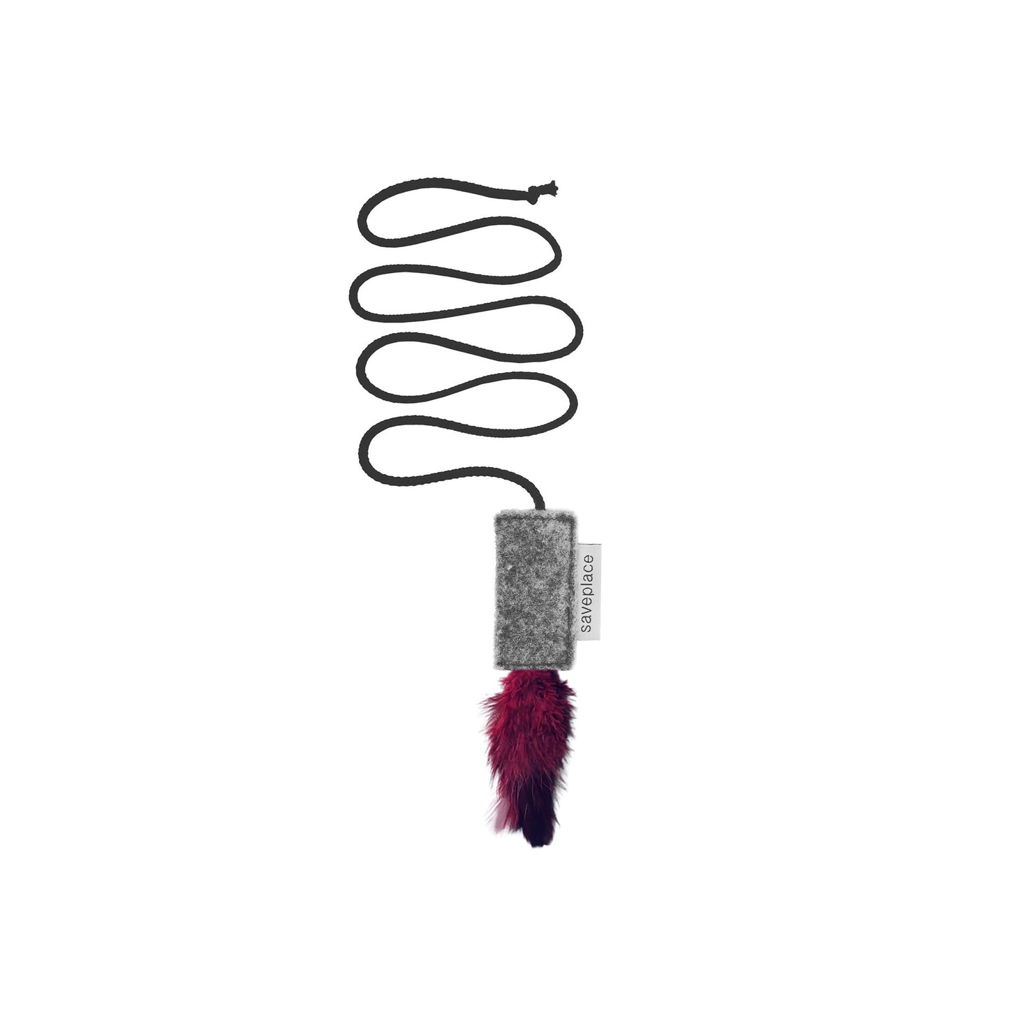 HAPPY CAT Saveplace® grey wool cat toy with feathers (many colors)