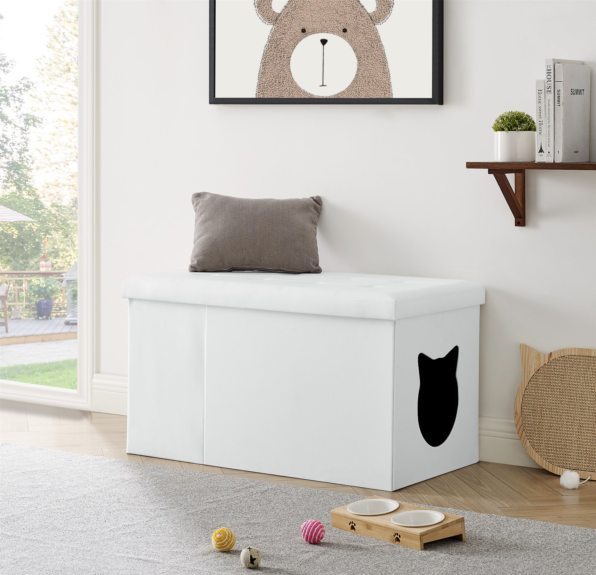 Designer Cat Litter Box Enclosure Ottoman – Hidden Washroom Bench from The PetRiot
