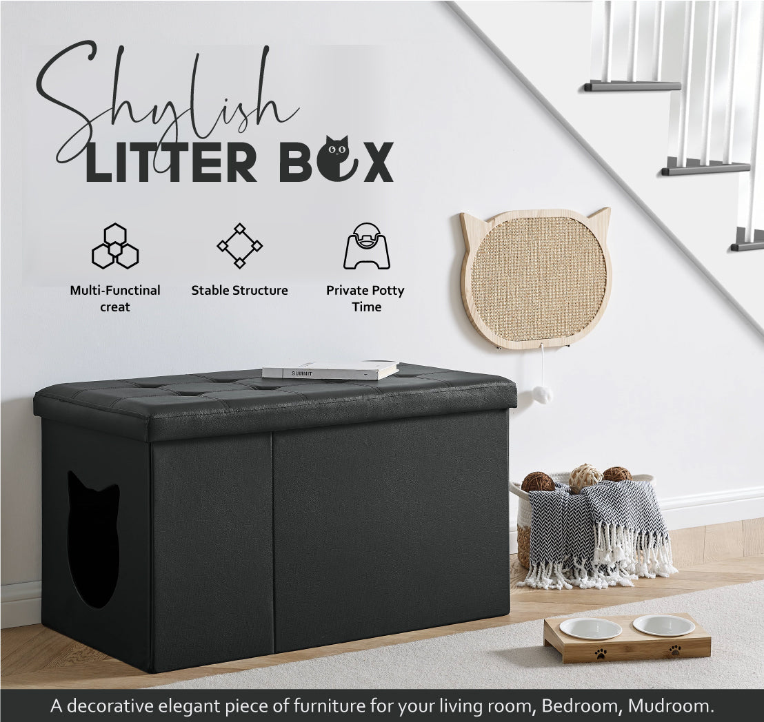 Designer Cat Litter Box Enclosure Ottoman – Hidden Washroom Bench from The PetRiot