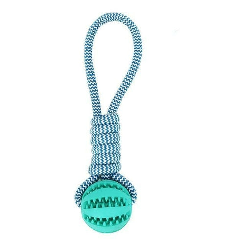 Durable Rubber Ball Chew Toy with Cotton Rope – Interactive Dental Play