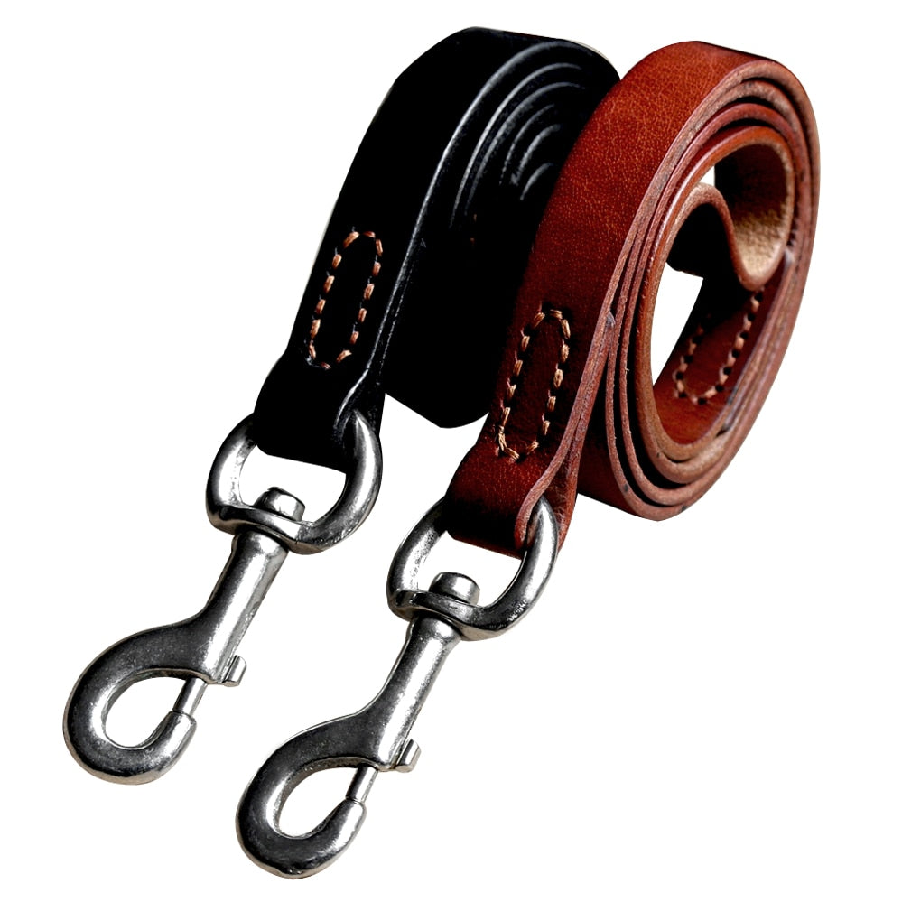Durable Leather Dog Collar and Leash