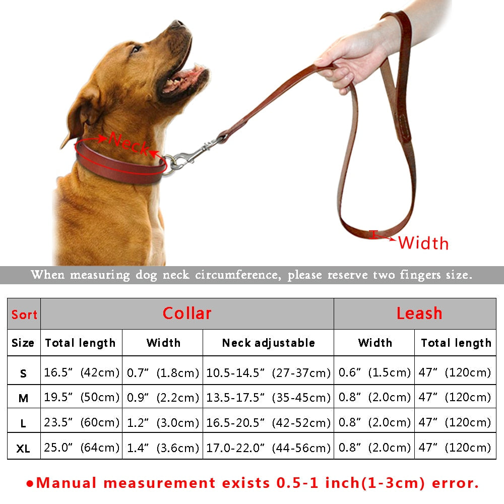 Durable Leather Dog Collar and Leash