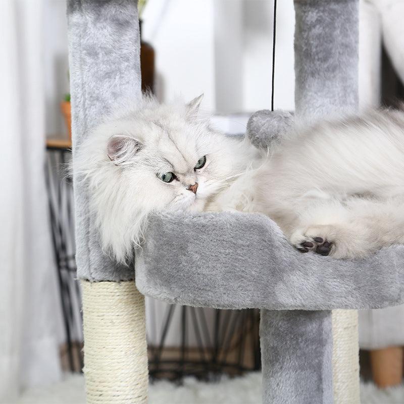 Gray Paw Print Cat Climbing Frame With Sisal Grinding Claw Toy