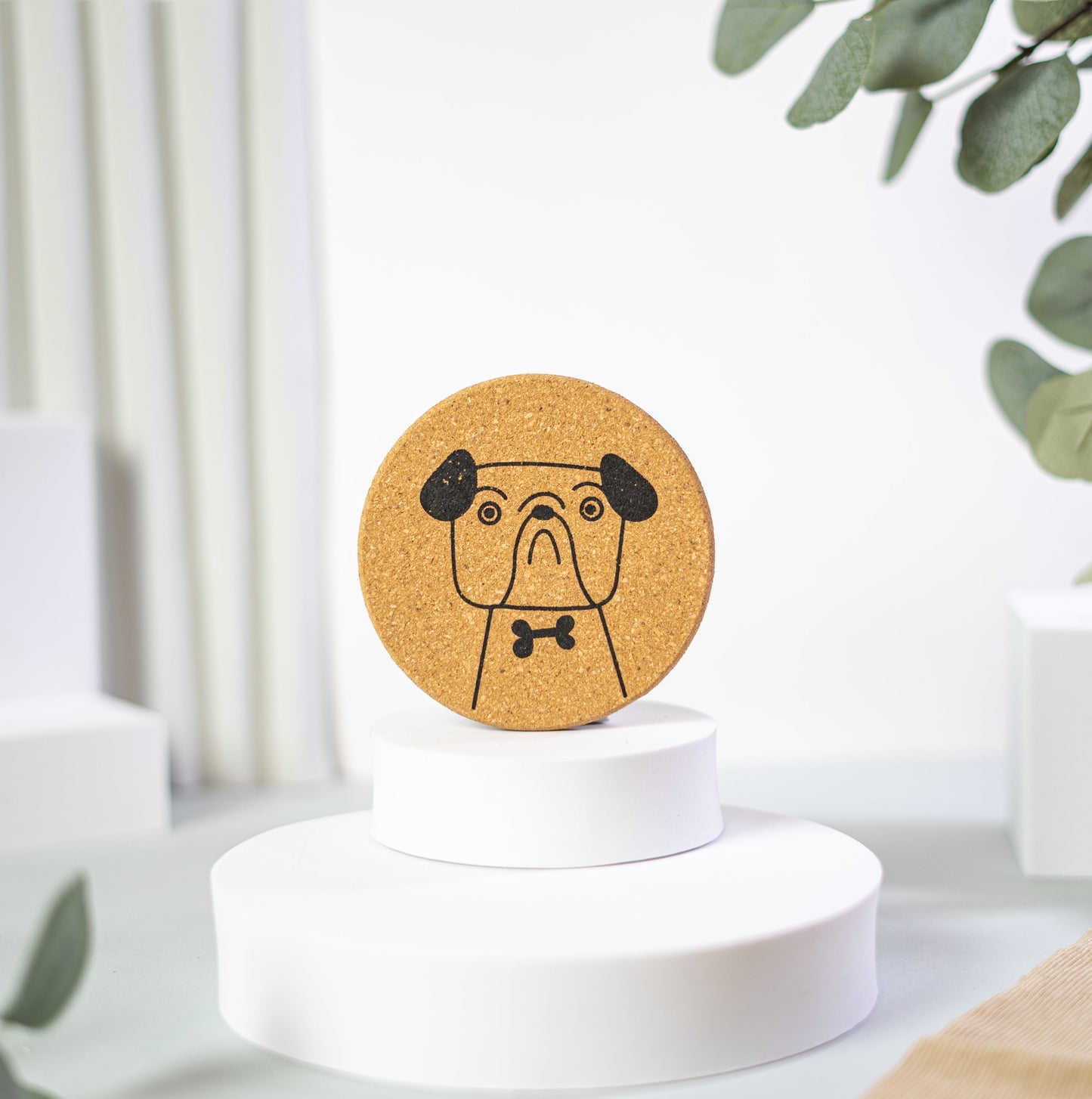 PUPPIES - Cute dog Cork coasters, round, set of 6