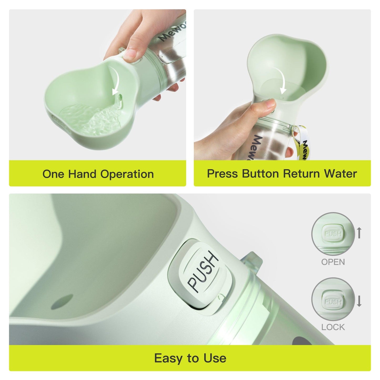 Mewoofun 2-In-1 Pet Water Bottle And Food Dispenser With Poop Bag