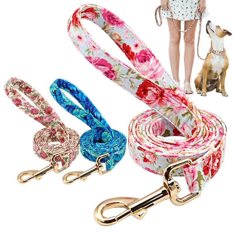 Stylish And Sturdy Nylon Floral Dog Leash