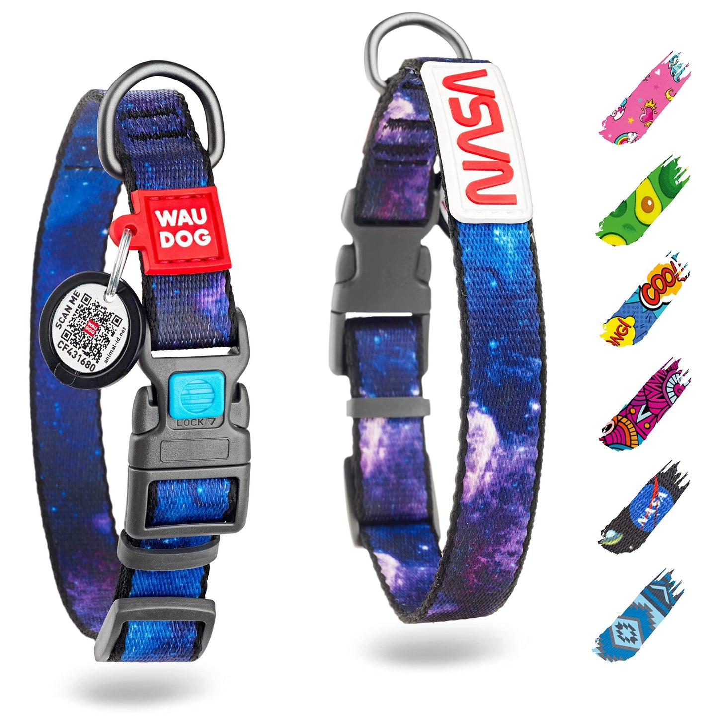 WAUDOG Nylon Dog Collar - Adjustable Dog Collar